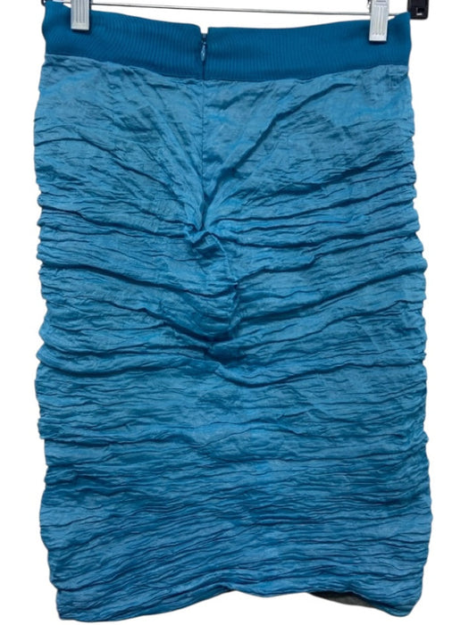 Yigal Azrouel Size 2 Teal Blue Acetate Blend Back Zip Textured Metallic Skirt Teal Blue / 2