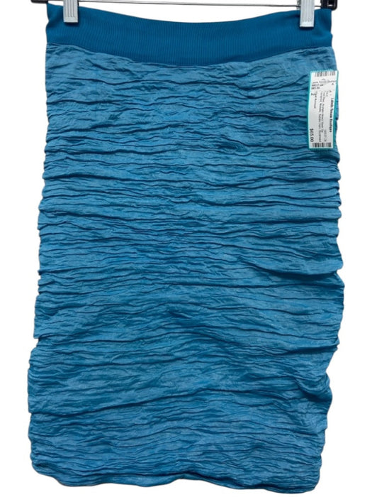Yigal Azrouel Size 2 Teal Blue Acetate Blend Back Zip Textured Metallic Skirt Teal Blue / 2