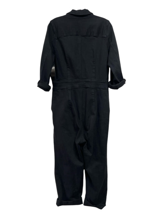 Madewell Size 8 Black Cotton 3/4 Sleeve Button Up Jumpsuit Black / 8