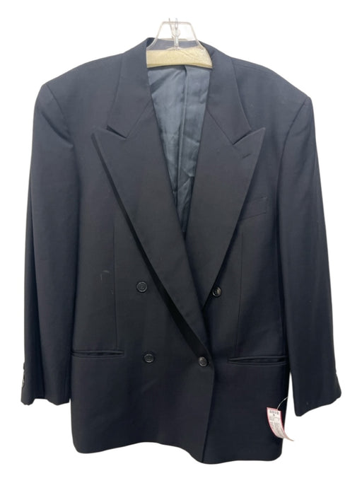 Armani Black Wool Blend Solid Double Breasted Men's Blazer Est 42