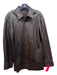 Theory Size M Brown Leather Solid Pleats Zip Up Men's Long Sleeve Shirt M