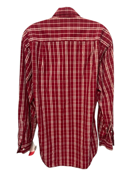 Gucci Size 15 Red & White Cotton Plaid Button Down Men's Long Sleeve Shirt 15