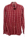 Gucci Size 15 Red & White Cotton Plaid Button Down Men's Long Sleeve Shirt 15