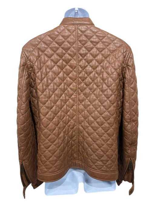 Dsquared Size 52 Bronze Leather Quilted Zip UP Men's Jacket 52