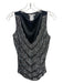 Alberto Makali Size 6/40 Silver & Black Silk & Polyester V Neck Beaded Top Silver & Black / 6/40