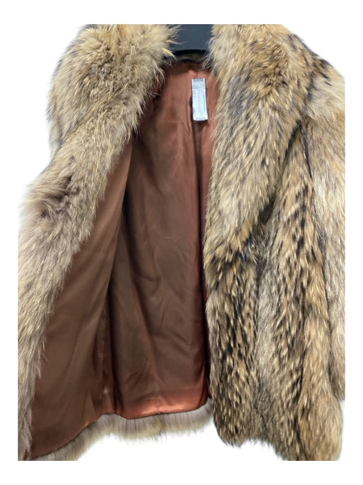 No Brand Brown & Tan Fox Fur Lined Hook & Eye Closure Mid Thigh Fur Brown & Tan / Est M