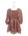 Entro Size S Light Pink Polyester Long Sleeve Metallic V Neck Mini Dress Light Pink / S