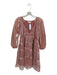 Entro Size S Light Pink Polyester Long Sleeve Metallic V Neck Mini Dress Light Pink / S