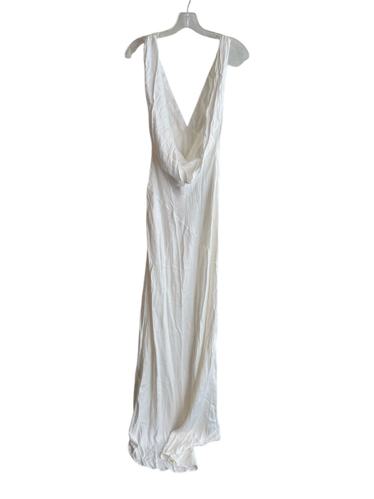 Meshki Size S White Viscose Blend V Neck Sleeveless Cowl Back Maxi Dress White / S