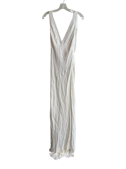 Meshki Size S White Viscose Blend V Neck Sleeveless Cowl Back Maxi Dress White / S