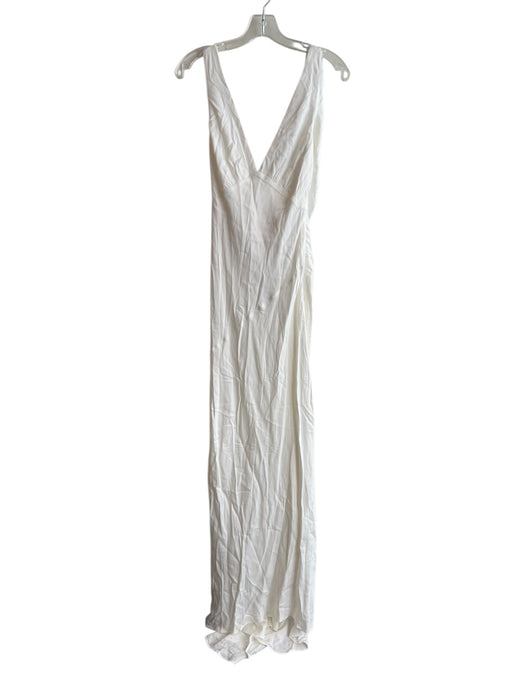 Meshki Size S White Viscose Blend V Neck Sleeveless Cowl Back Maxi Dress White / S