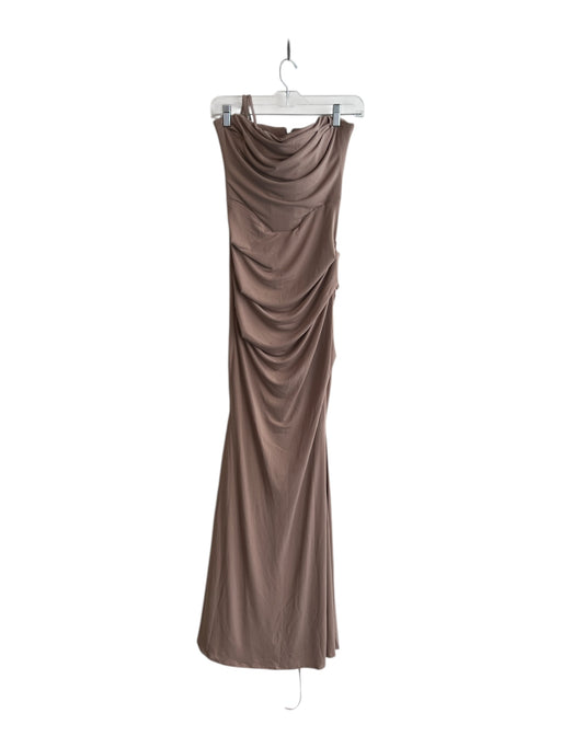 House of CB Size S Brown Polyester Strapless Corset Gathered Sides Dress Brown / S