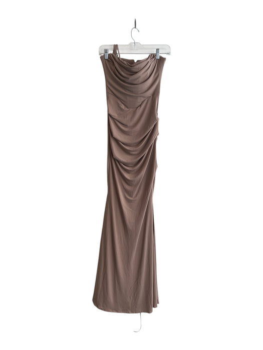 House of CB Size S Brown Polyester Strapless Corset Gathered Sides Dress Brown / S