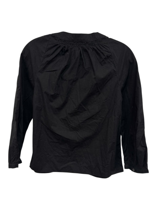 Marni Size 42 Black Cotton Long Sleeve Button Front Gathered Top Black / 42