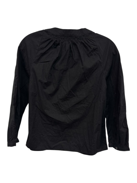 Marni Size 42 Black Cotton Long Sleeve Button Front Gathered Top Black / 42