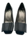 Prada Shoe Size 37 Black Patent Leather Square Peep Toe Bow Detail Ribbon Pumps Black / 37