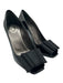 Prada Shoe Size 37 Black Patent Leather Square Peep Toe Bow Detail Ribbon Pumps Black / 37