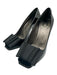 Prada Shoe Size 37 Black Patent Leather Square Peep Toe Bow Detail Ribbon Pumps Black / 37