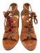 Loeffler Randall Shoe Size 7 Rust Brown Leather open toe cage Lace Up Sandals Rust Brown / 7