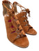 Loeffler Randall Shoe Size 7 Rust Brown Leather open toe cage Lace Up Sandals Rust Brown / 7