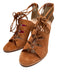 Loeffler Randall Shoe Size 7 Rust Brown Leather open toe cage Lace Up Sandals Rust Brown / 7