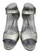 Manolo Blahnik Shoe Size 37.5 Silver Leather Ankle Strap Crystals Buckle Sandals Silver / 37.5