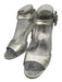 Manolo Blahnik Shoe Size 37.5 Silver Leather Ankle Strap Crystals Buckle Sandals Silver / 37.5