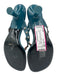 Simon Miller Shoe Size 37 Teal & Silver Leather Square Toe Studded Thong Sandals Teal & Silver / 37