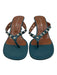 Simon Miller Shoe Size 37 Teal & Silver Leather Square Toe Studded Thong Sandals Teal & Silver / 37