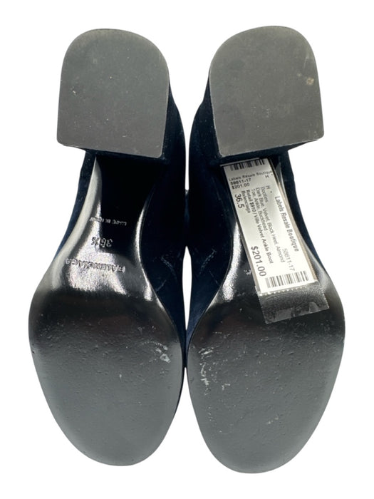 Balenciaga Shoe Size 36.5 Dark Blue Velvet Block Heel Almond Toe Ankle Booties Dark Blue / 36.5