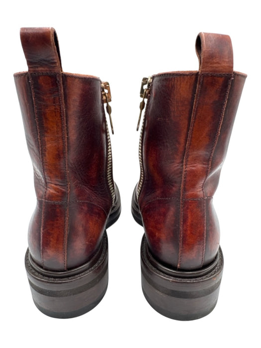Frye Shoe Size 7M Red & Brown Leather 2 Tone Zip & Lace-up Ankle Booties Red & Brown / 7M