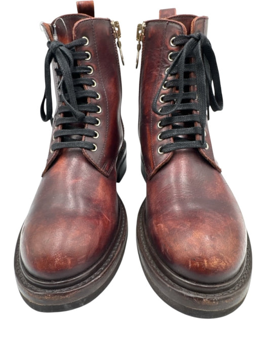 Frye Shoe Size 7M Red & Brown Leather 2 Tone Zip & Lace-up Ankle Booties Red & Brown / 7M