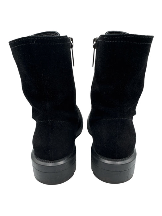 Aquatalia Shoe Size 7.5 Black Suede leather Stretch Panel Inner Side Zip Booties Black / 7.5