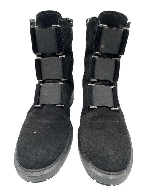Aquatalia Shoe Size 7.5 Black Suede leather Stretch Panel Inner Side Zip Booties Black / 7.5