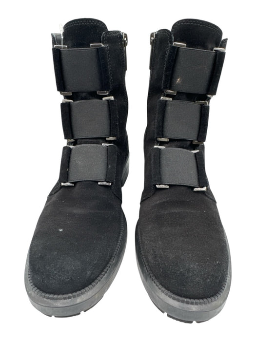 Aquatalia Shoe Size 7.5 Black Suede leather Stretch Panel Inner Side Zip Booties Black / 7.5