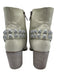 Frye Shoe Size 6.5 Cream Leather Pointed Toe Studded Midi Block Heel Booties Cream / 6.5