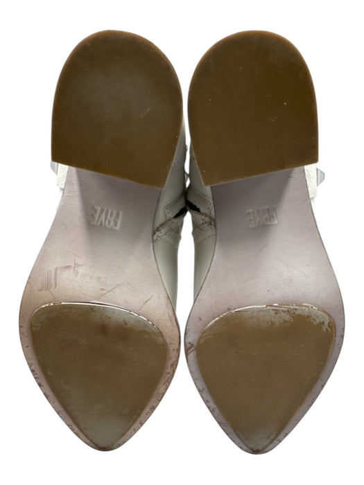 Frye Shoe Size 6.5 Cream Leather Pointed Toe Studded Midi Block Heel Booties Cream / 6.5