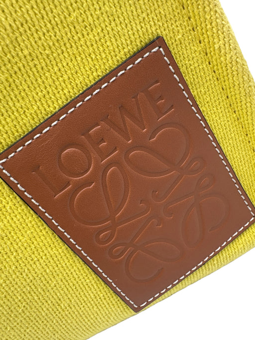 Loewe Yellow & Brown Leather & Canvas Top Handle Logo Drawstring Tote Bag Yellow & Brown / Small