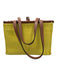 Loewe Yellow & Brown Leather & Canvas Top Handle Logo Drawstring Tote Bag Yellow & Brown / Small