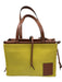Loewe Yellow & Brown Leather & Canvas Top Handle Logo Drawstring Tote Bag Yellow & Brown / Small