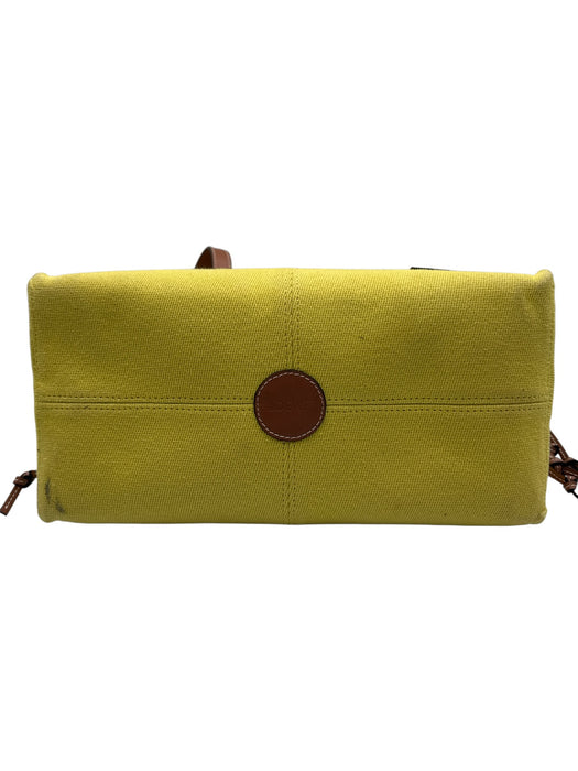 Loewe Yellow & Brown Leather & Canvas Top Handle Logo Drawstring Tote Bag Yellow & Brown / Small
