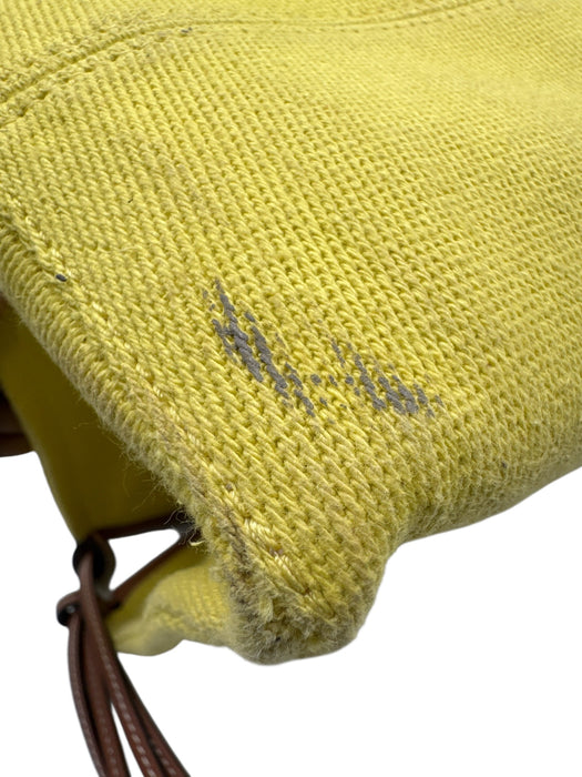 Loewe Yellow & Brown Leather & Canvas Top Handle Logo Drawstring Tote Bag Yellow & Brown / Small
