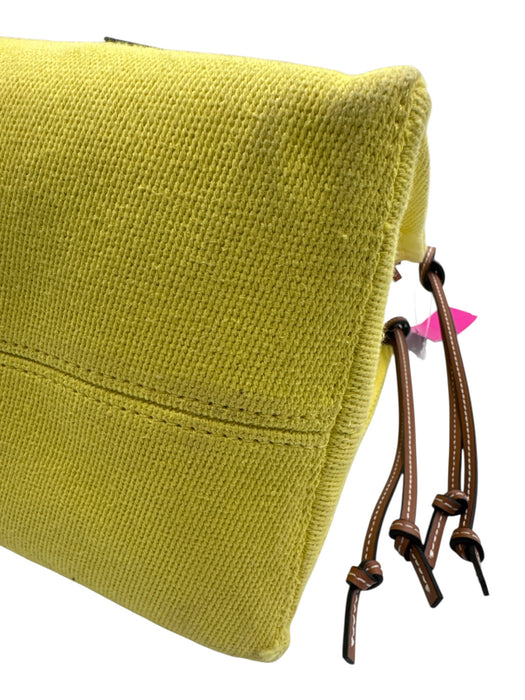 Loewe Yellow & Brown Leather & Canvas Top Handle Logo Drawstring Tote Bag Yellow & Brown / Small