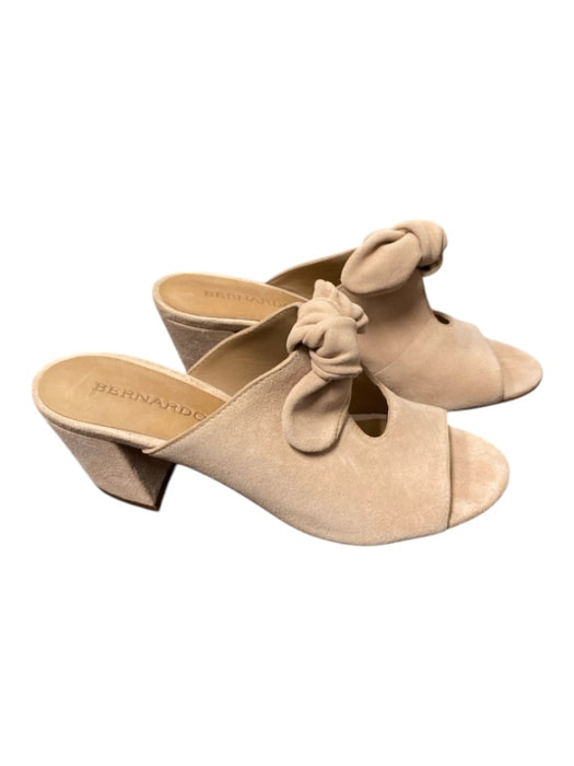 Bernardo Shoe Size 7 nude Suede Peep Toe Open Front Tie Block heel Shoes nude / 7