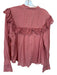 Free People Size L Mauve Cotton Long Balloon Sleeve Eyelet Detail Buttons Top Mauve / L