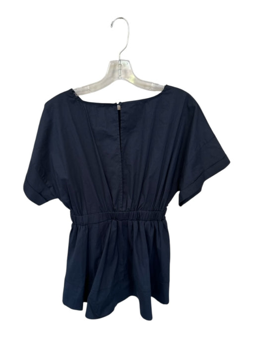 Glam Size M Navy Cotton Short Sleeve Elastic Waist Dress Navy / M
