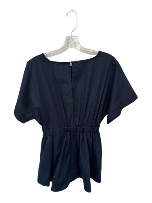 Glam Size M Navy Cotton Short Sleeve Elastic Waist Dress Navy / M