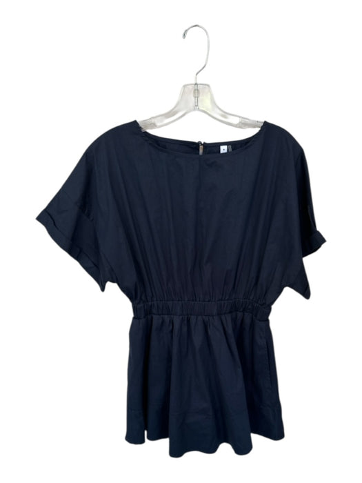 Glam Size M Navy Cotton Short Sleeve Elastic Waist Dress Navy / M