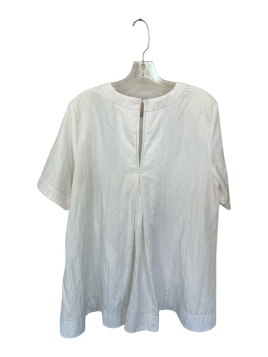 Glam Size L white & tan Short Sleeve Stitching Front Pockets Dress white & tan / L