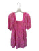 J. Marie Size L Pink & Red Polyester Short Balloon Sleeve Back Zip Flowers Dress Pink & Red / L